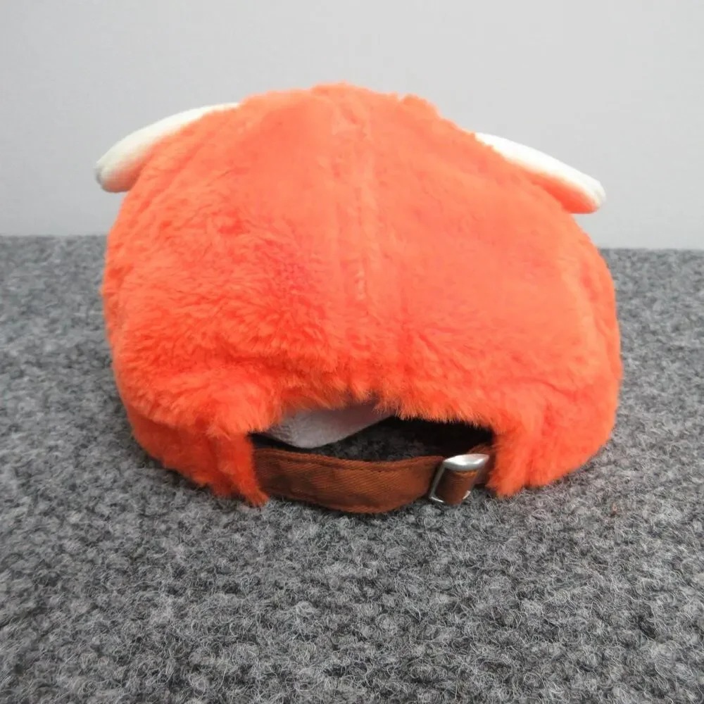 Turning Red Disney Hat Baseball Cap One Size Unisex Kids Orange Velour Faux Fur